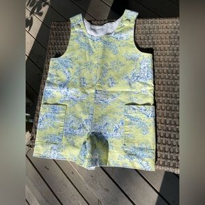 Toddler boy handmade green/blue toile jon jon